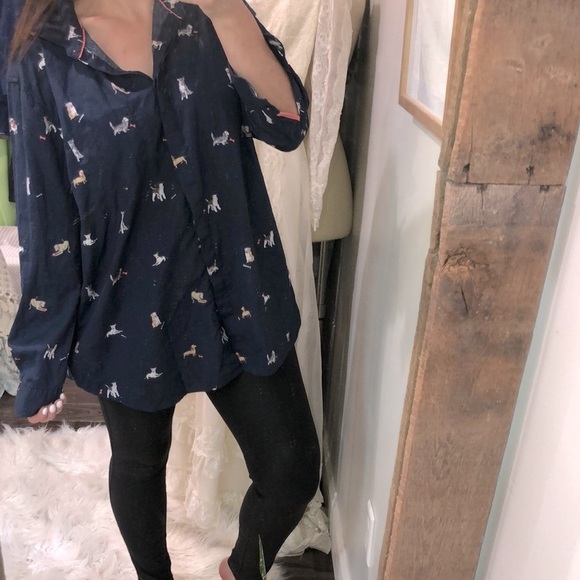 Joules Tops - Joules navy blue dog print button down shirt size 14